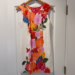 Tracy Reese White Mini Dress with Multicolor Floral Column